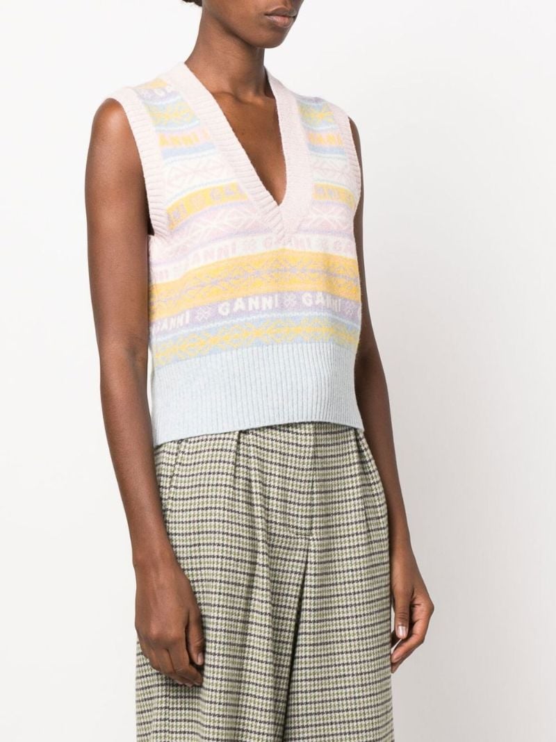 Pink Striped Logo Knit Vest