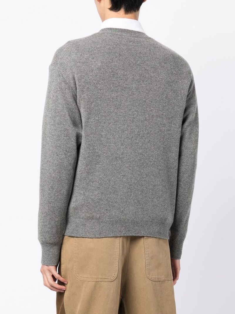Grey Boke Flower Wool Sweater