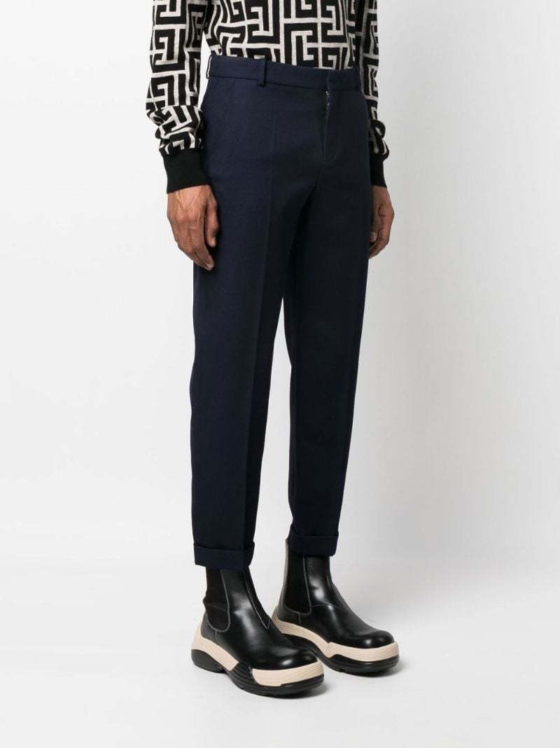 Blue Tapered Wool Trousers