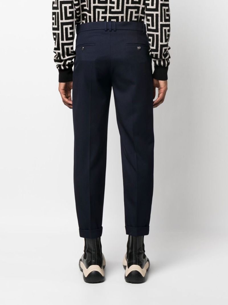 Blue Tapered Wool Trousers