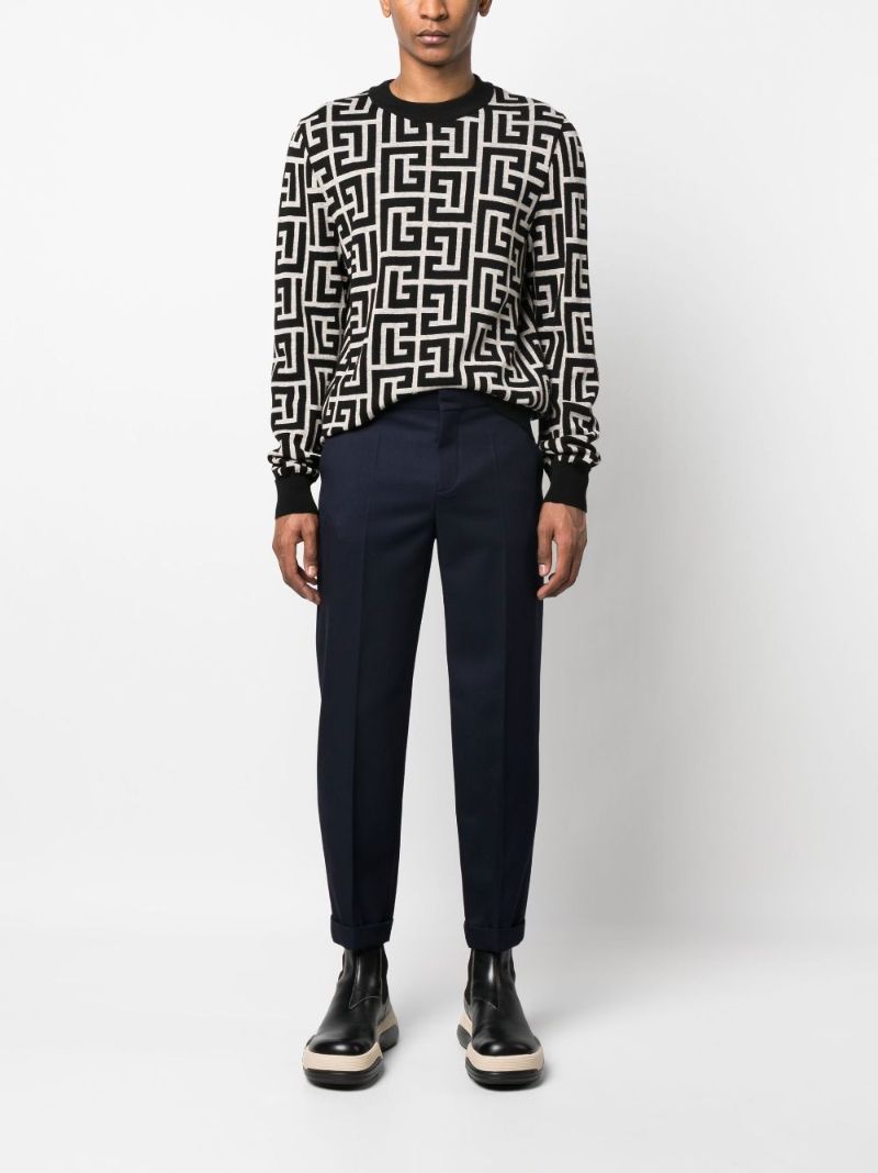 Blue Tapered Wool Trousers