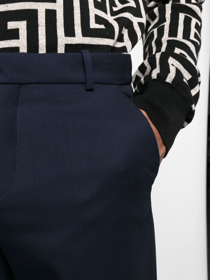 Blue Tapered Wool Trousers