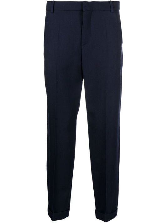 Blue Tapered Wool Trousers