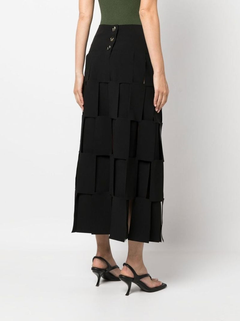 Black Panelled Midi Skirt