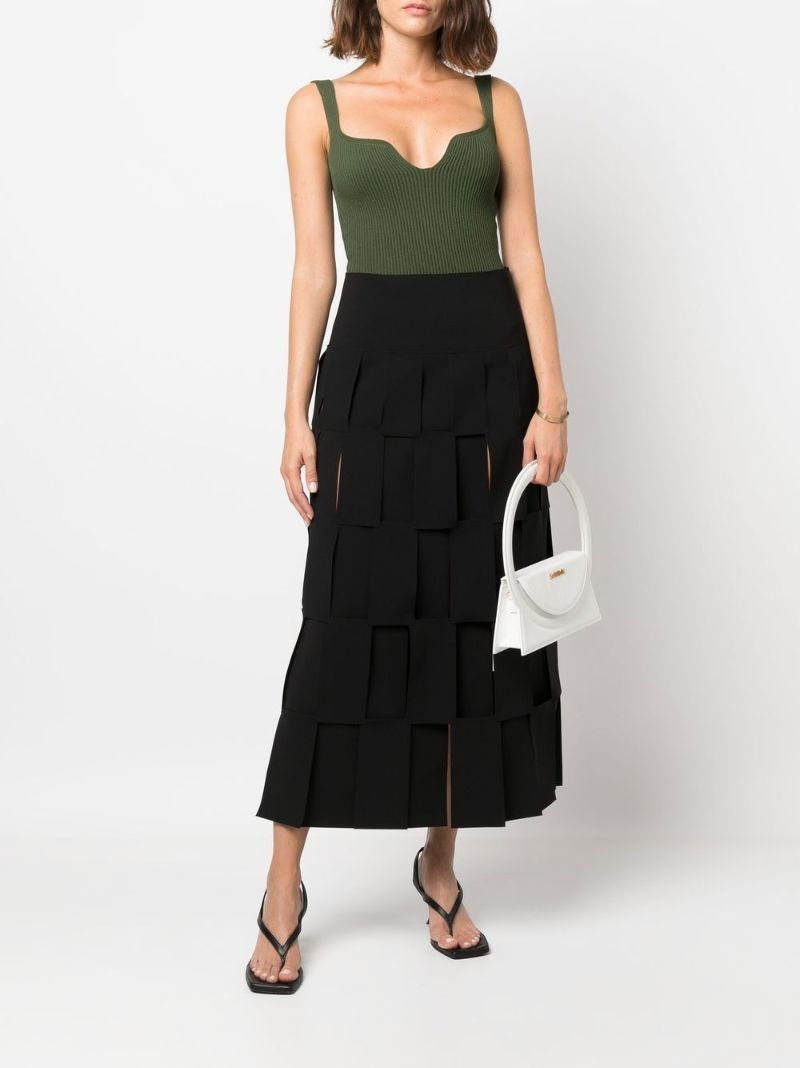 Black Panelled Midi Skirt