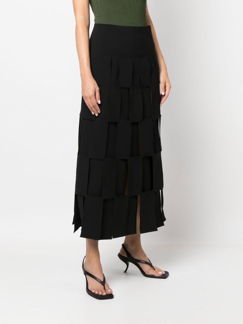 Black Panelled Midi Skirt