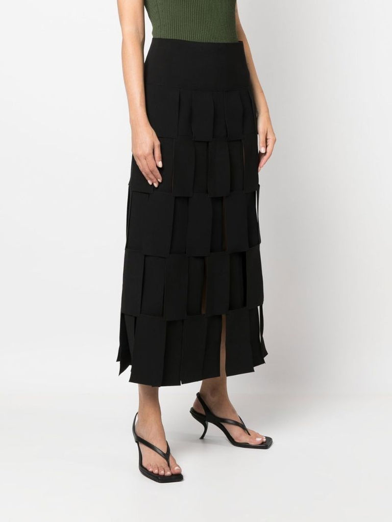 Black Panelled Midi Skirt