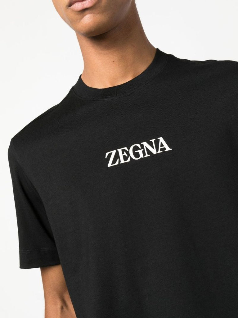 Black Logo Print Cotton T-shirt
