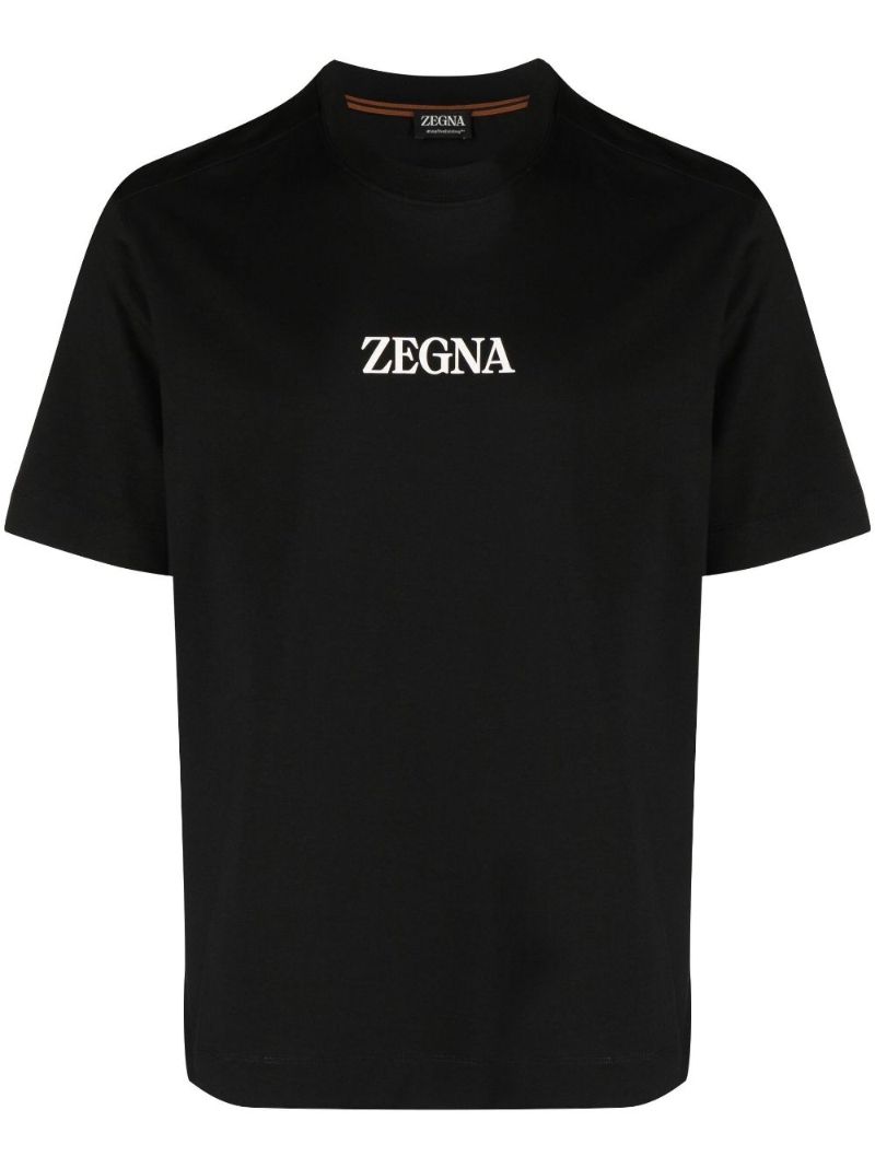 Black Logo Print Cotton T-shirt