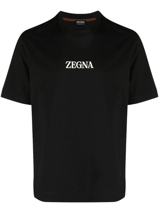 Black Logo Print Cotton T-shirt