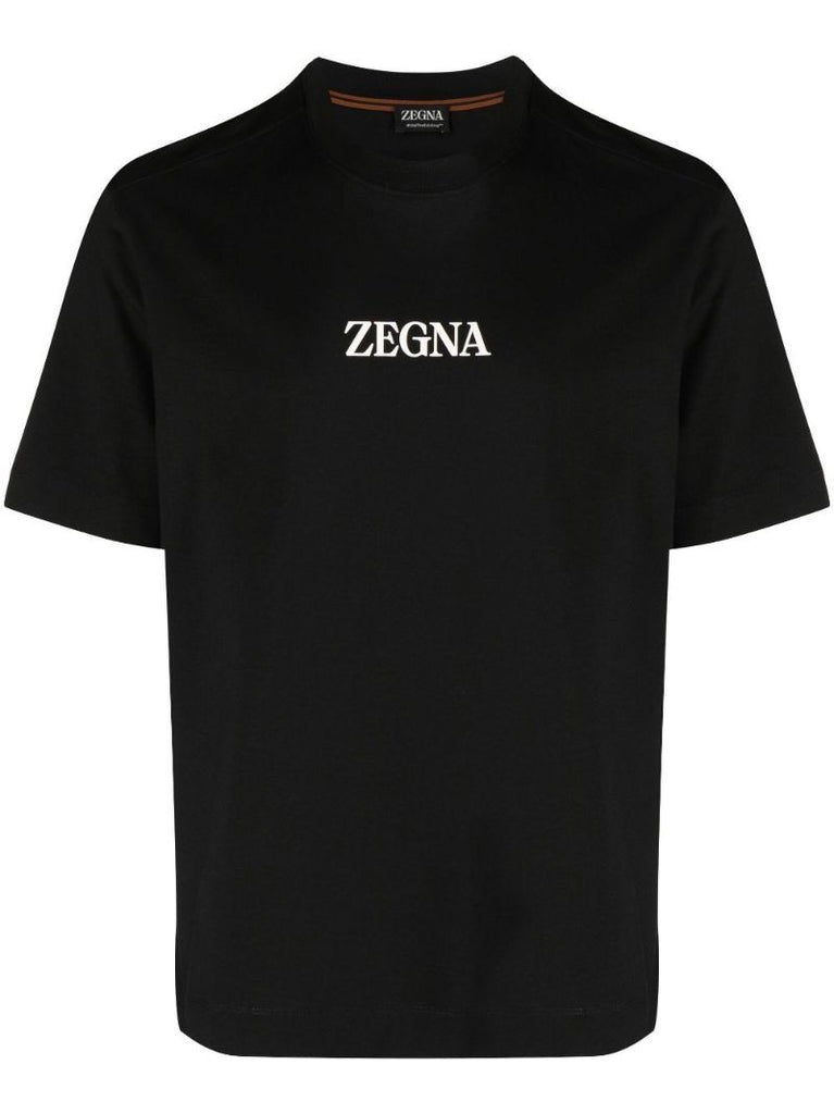 Black Logo Print Cotton T-shirt