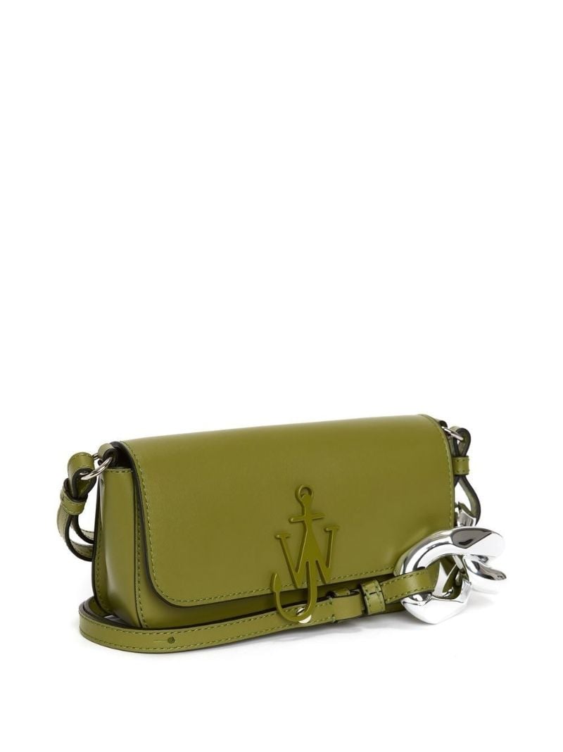Green Chain Anchor Leather Shoulder Bag