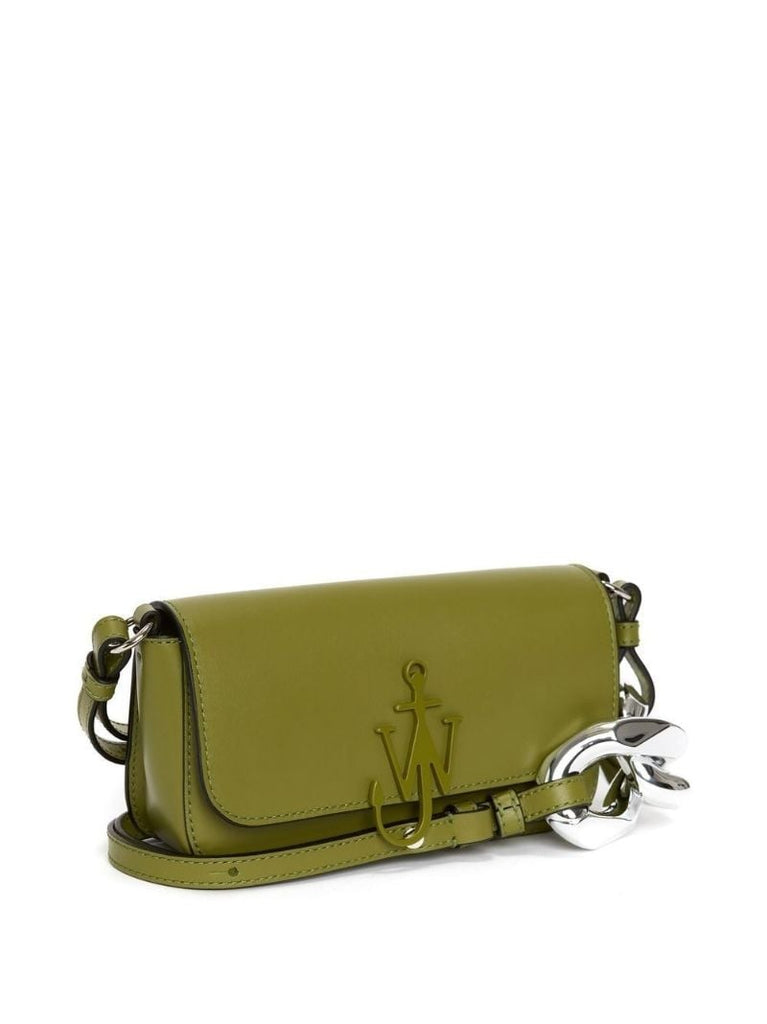 Green Chain Anchor Leather Shoulder Bag