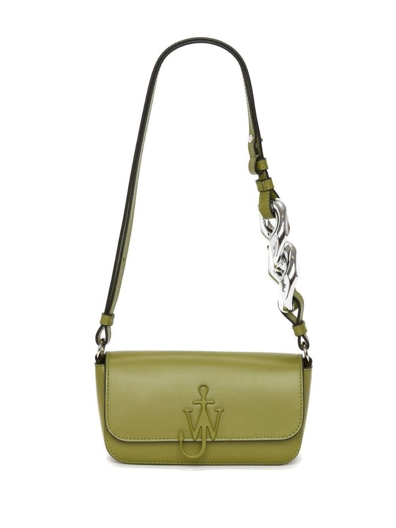 Green Chain Anchor Leather Shoulder Bag