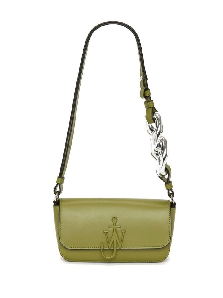 Green Chain Anchor Leather Shoulder Bag