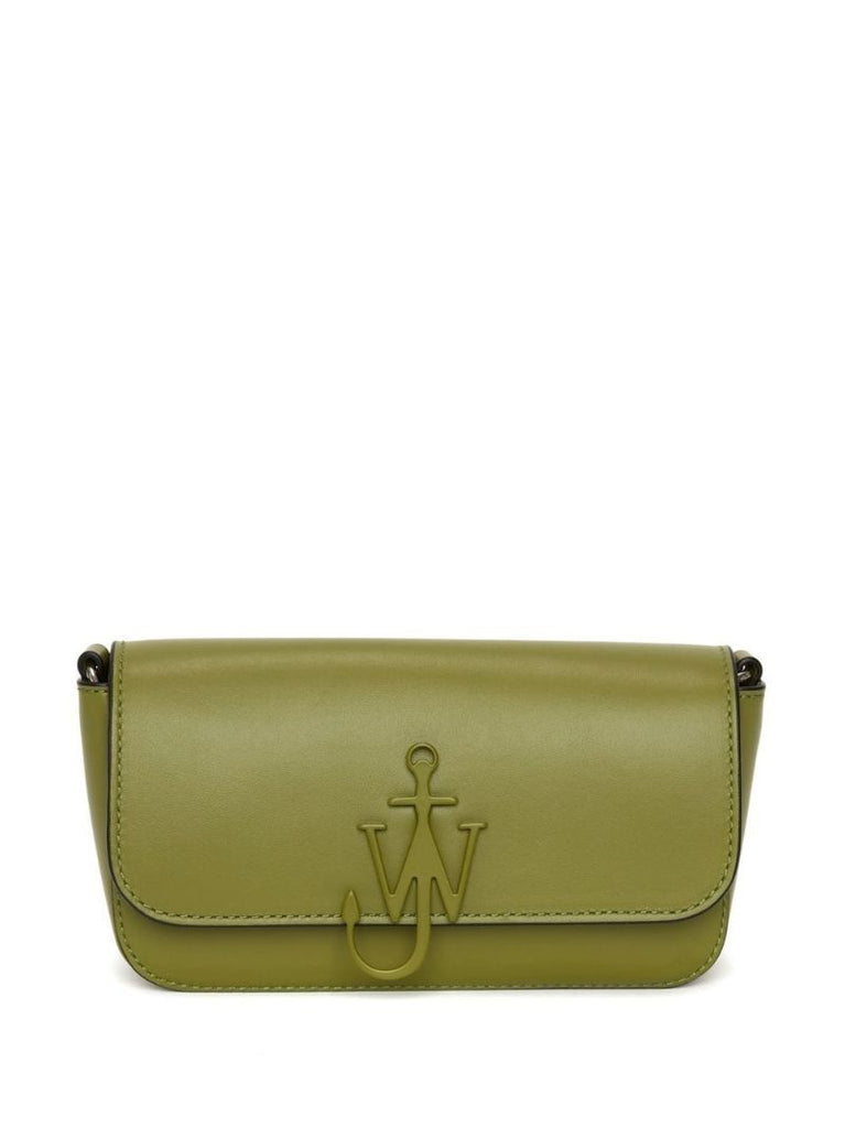 Green Chain Anchor Leather Shoulder Bag