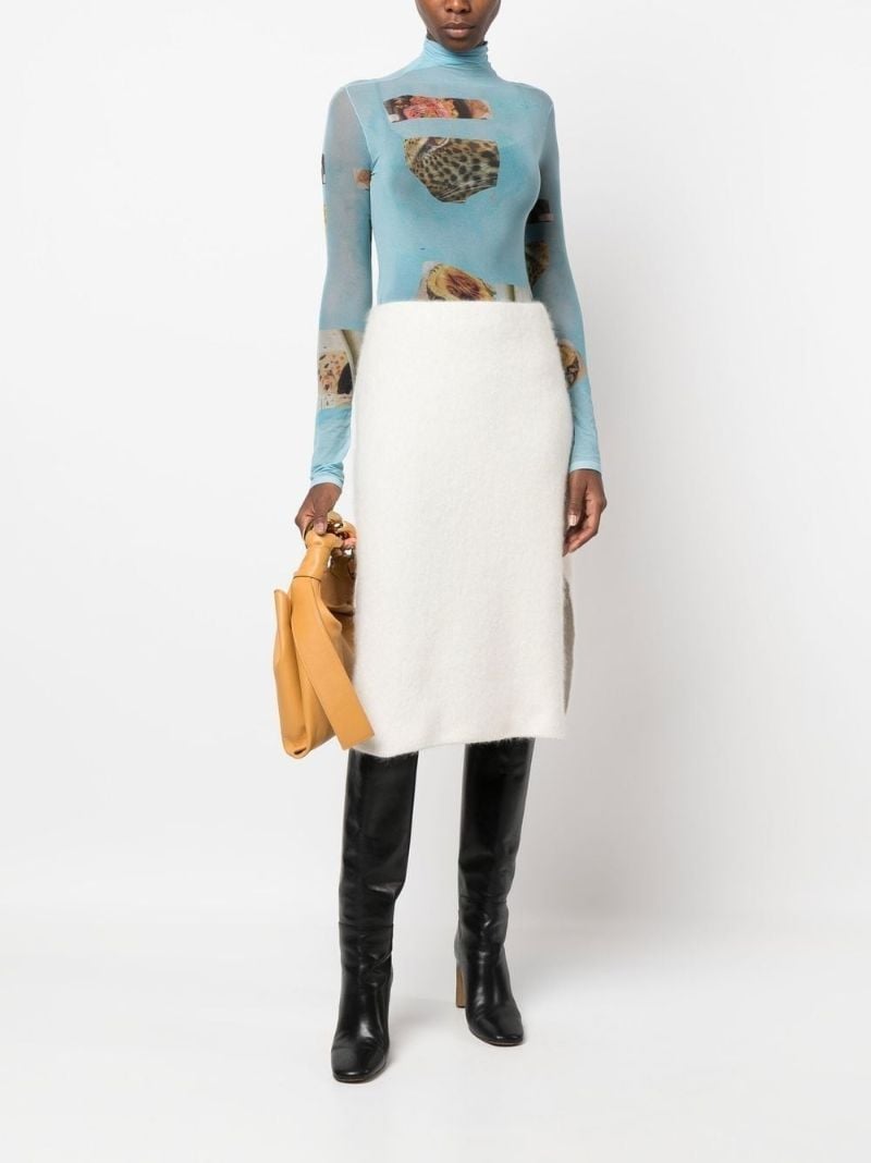Neutral Logo Patch Midi Skirt