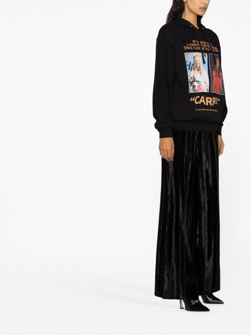 Black Carrie Printed Cotton Hoodie