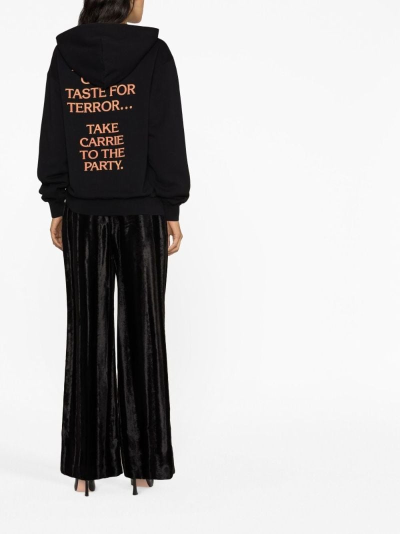 Black Carrie Printed Cotton Hoodie