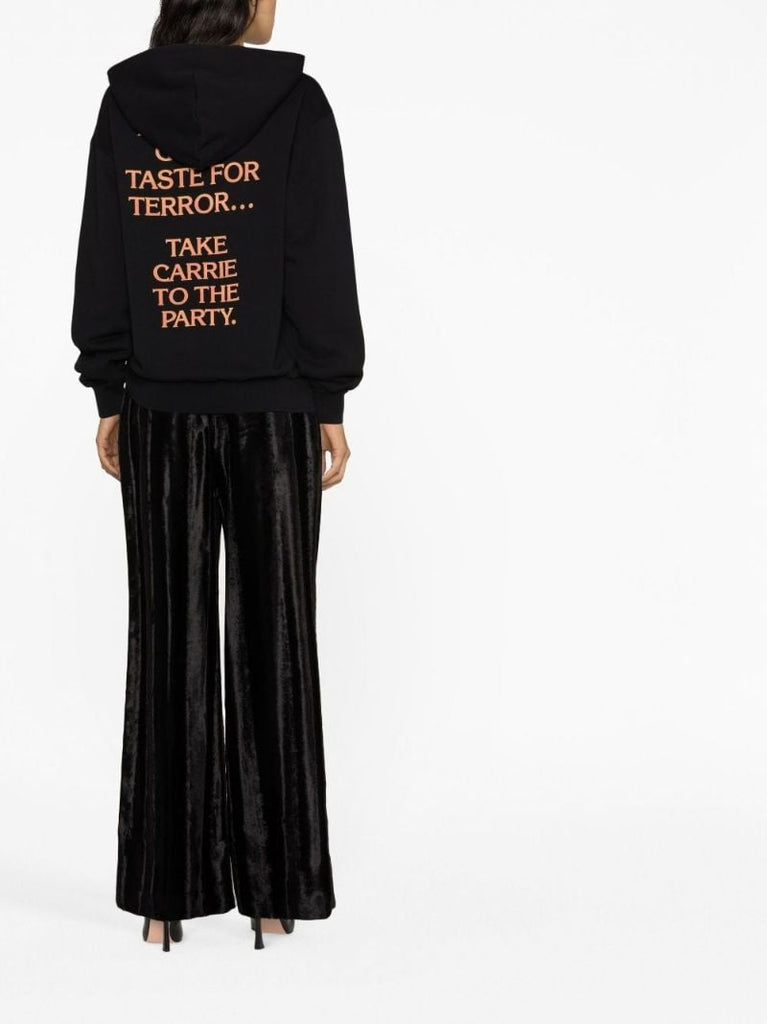 Black Carrie Printed Cotton Hoodie
