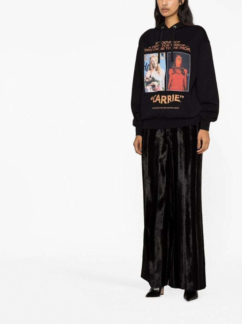 Black Carrie Printed Cotton Hoodie