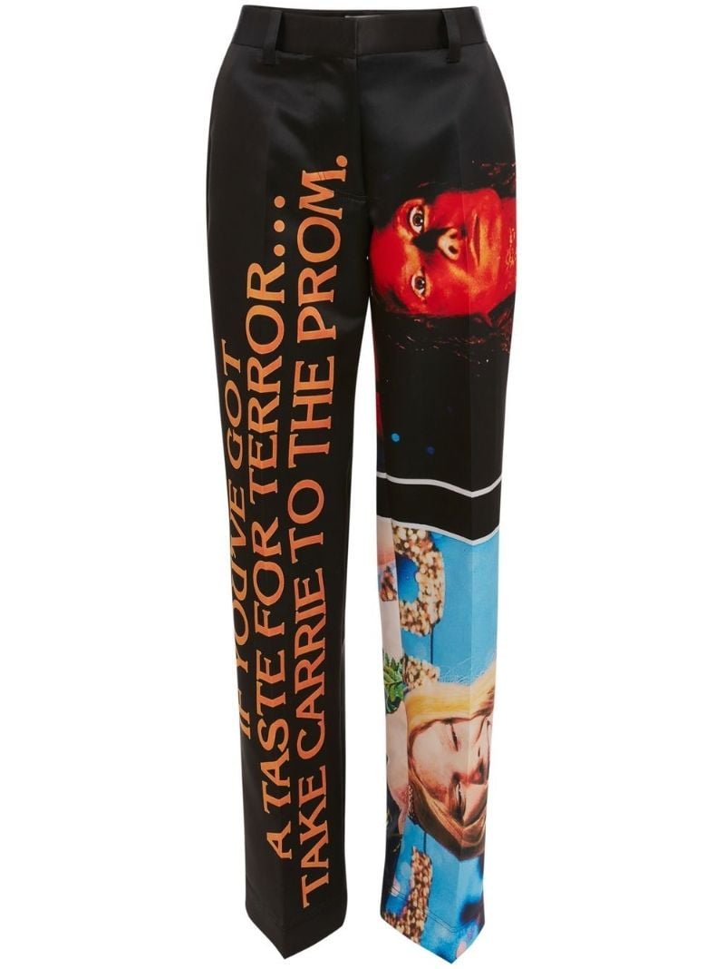 Black Carrie Print Tailored Trousers