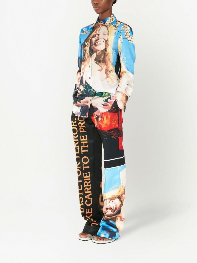 Black Carrie Print Tailored Trousers