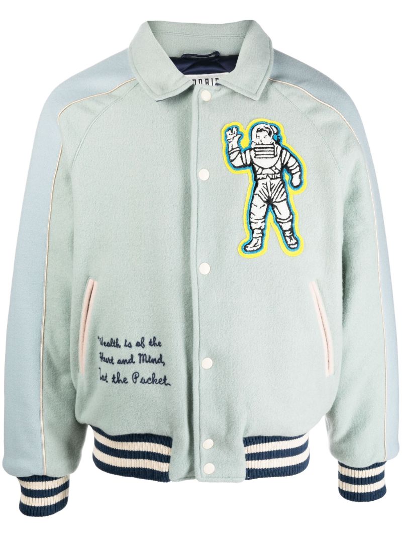 Blue Astro Wool Varsity Bomber Jacket
