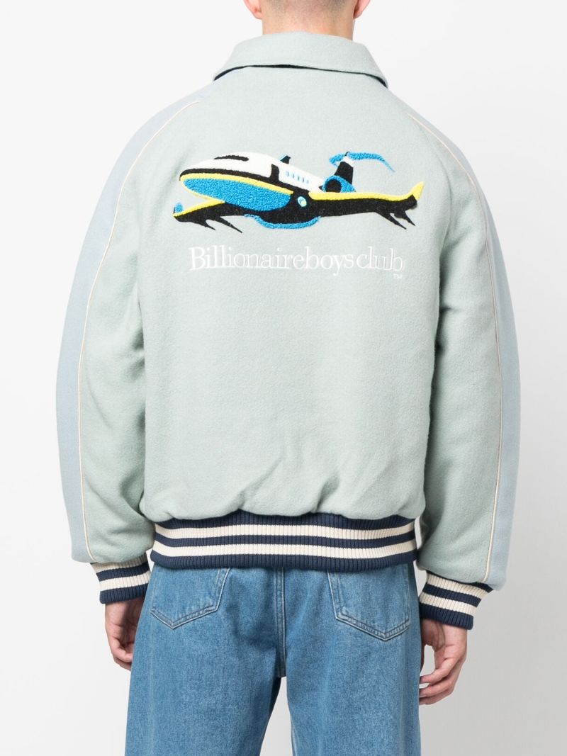 Blue Astro Wool Varsity Bomber Jacket