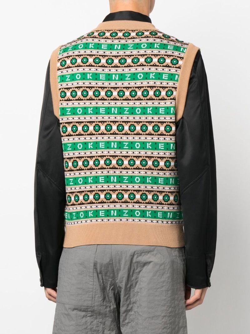 Green Logo Jacquard Merino Vest