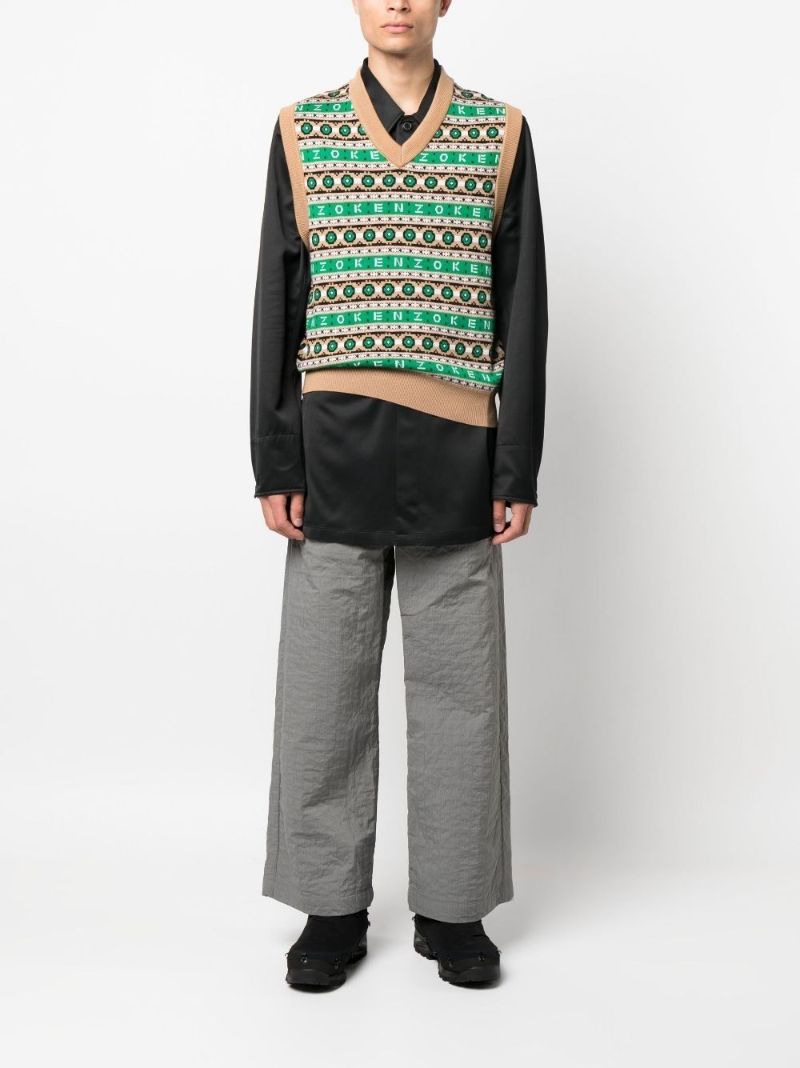 Green Logo Jacquard Merino Vest