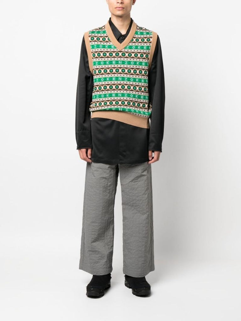 Green Logo Jacquard Merino Vest