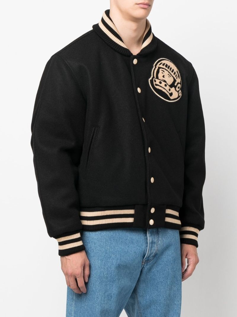 Black Astro Logo Wool Varsity Bomber Jacket