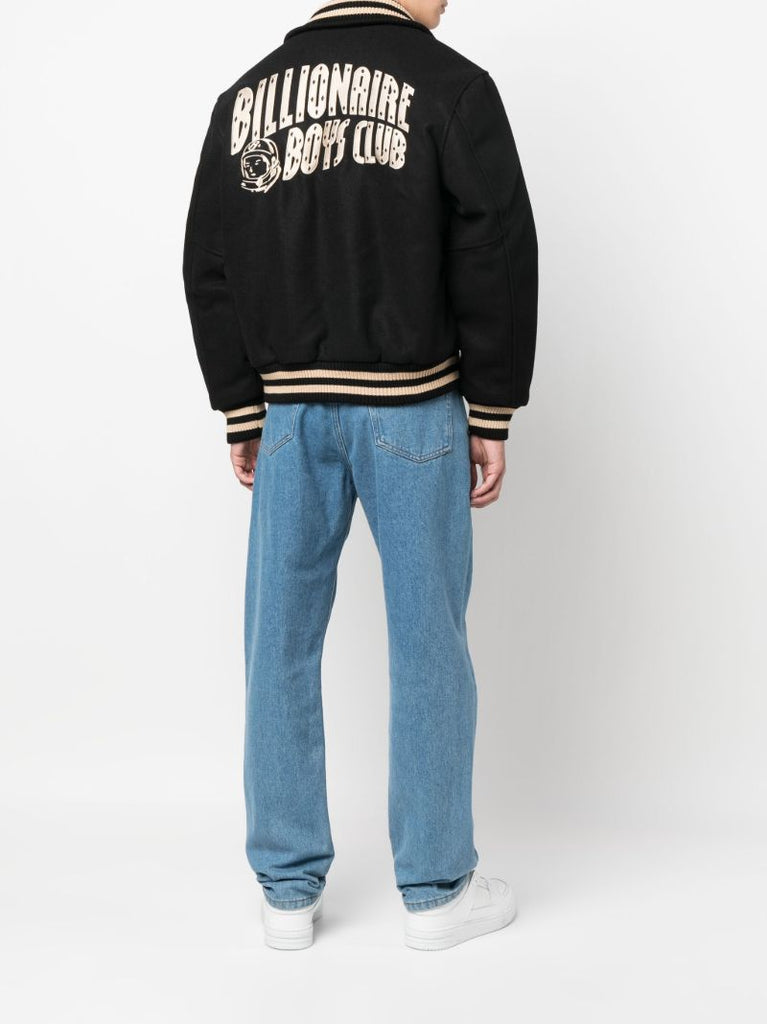 Black Astro Logo Wool Varsity Bomber Jacket