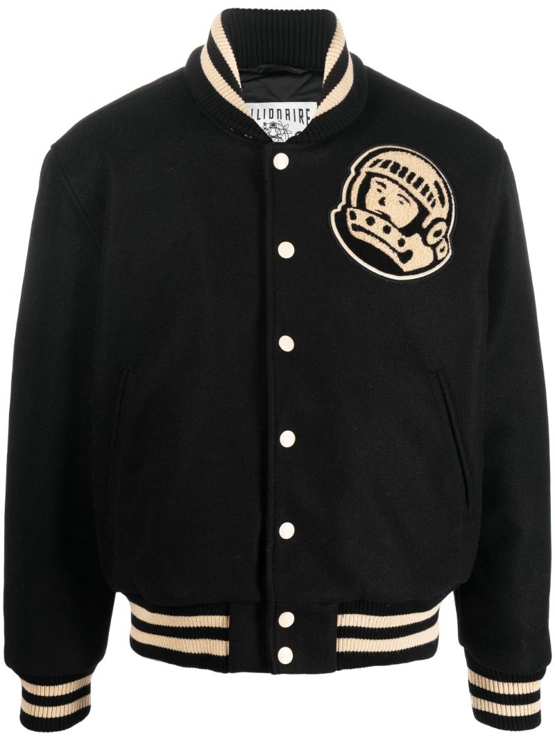 Black Astro Logo Wool Varsity Bomber Jacket