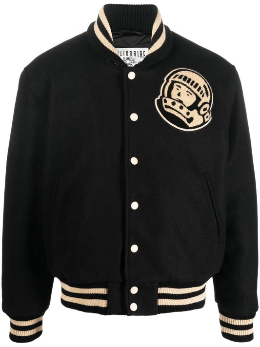 Black Astro Logo Wool Varsity Bomber Jacket