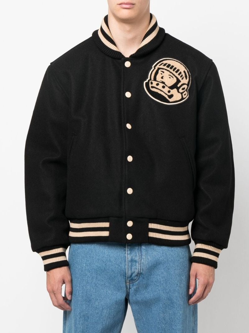 Black Astro Logo Wool Varsity Bomber Jacket