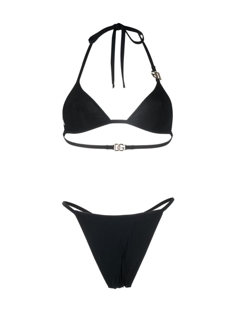 Black Logo Plaque Triangle Bikini