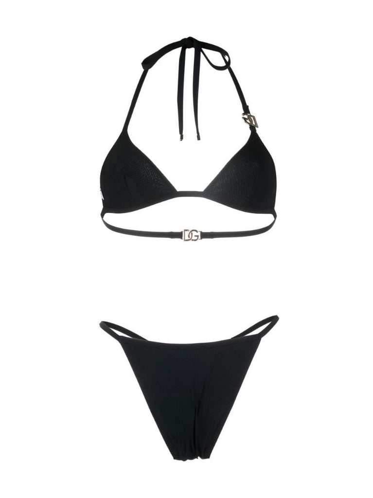 Black Logo Plaque Triangle Bikini