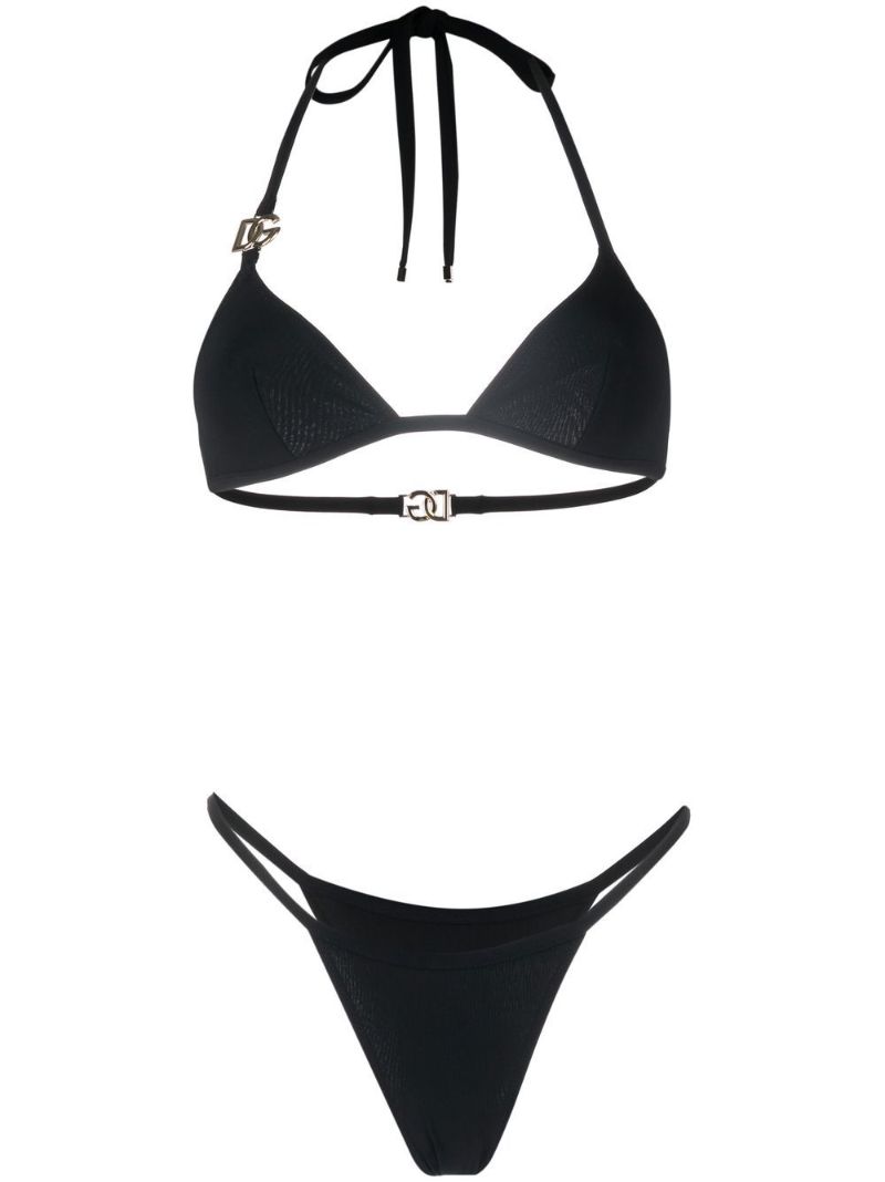 Black Logo Plaque Triangle Bikini