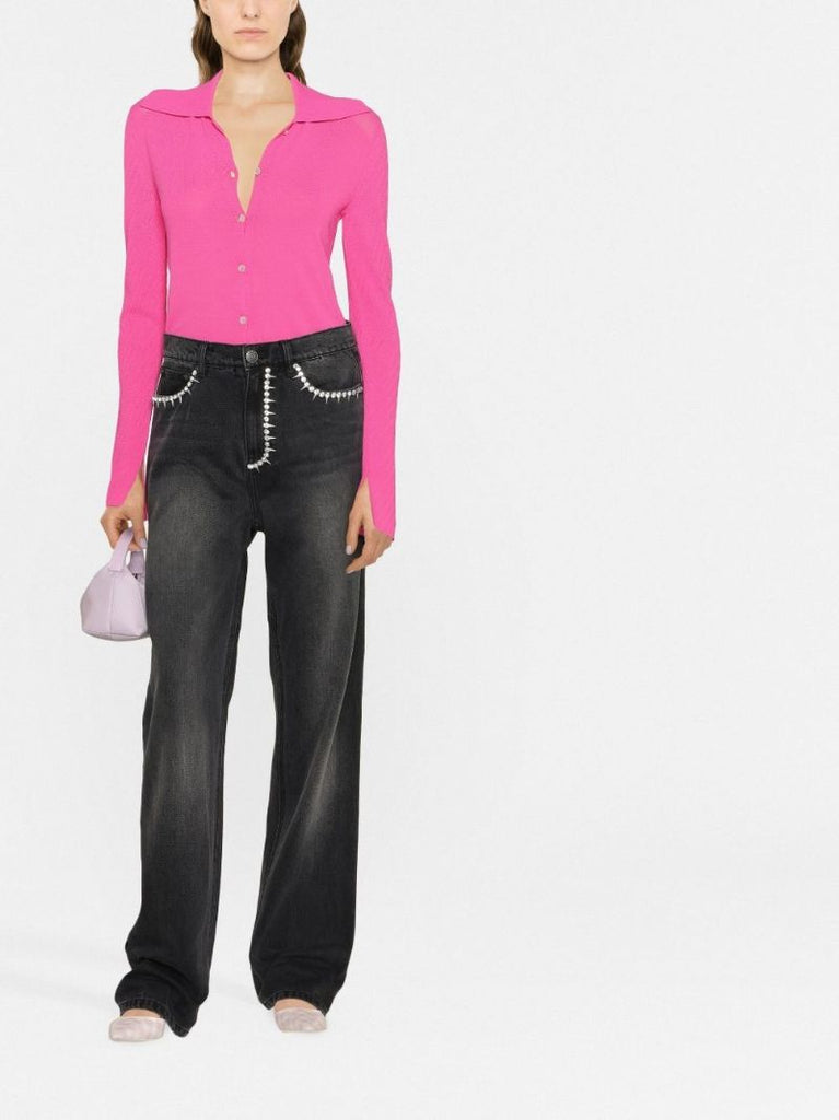 Black Crystal Studded Cut-out Jeans