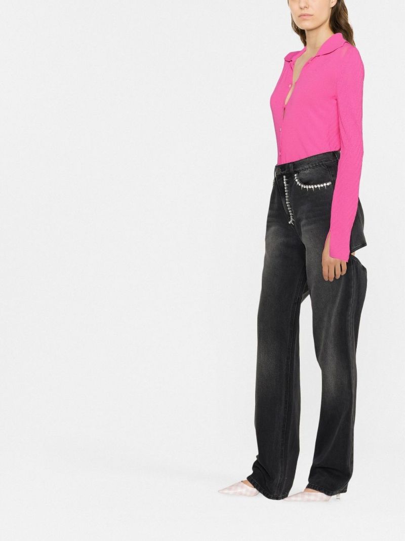 Black Crystal Studded Cut-out Jeans
