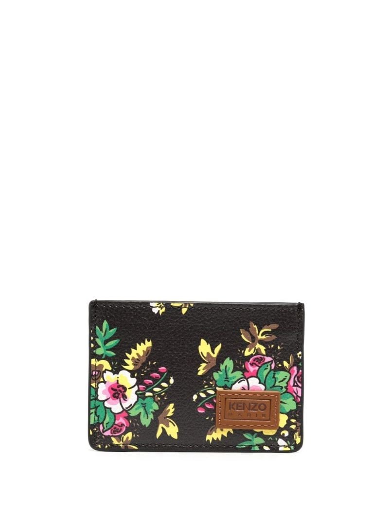 Black Pop Bouquet Floral Print Card Holder
