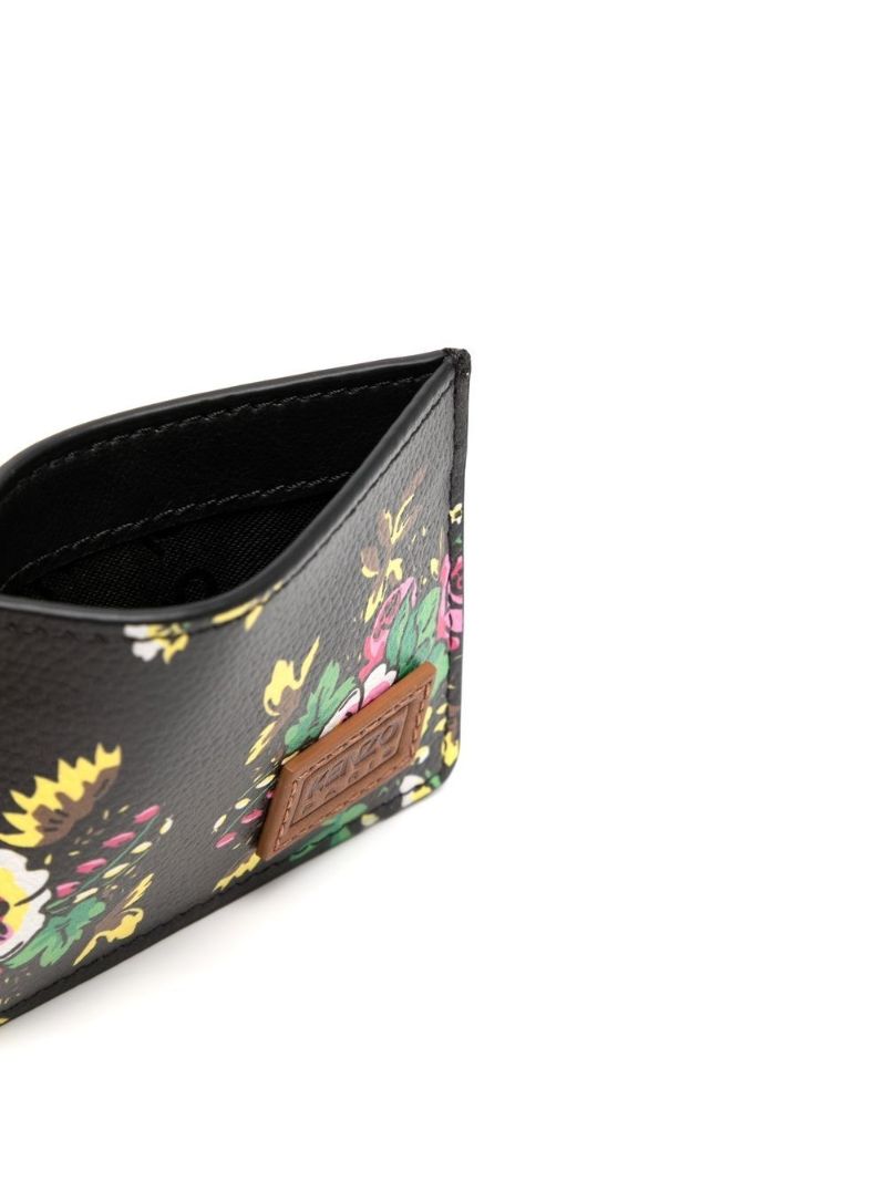Black Pop Bouquet Floral Print Card Holder