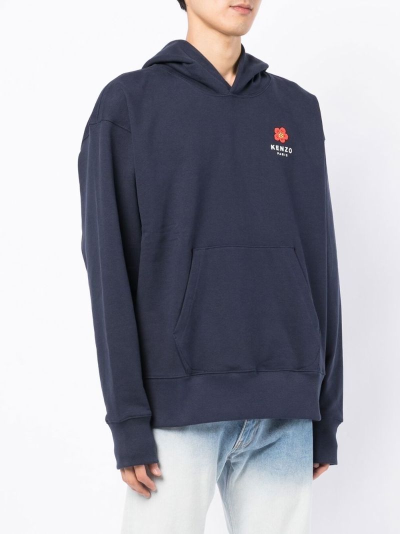 Blue Boke Flower Print Hoodie