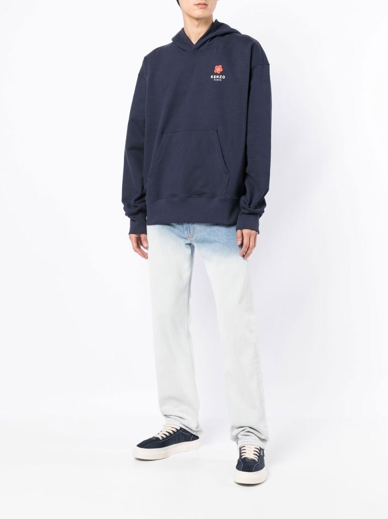 Blue Boke Flower Print Hoodie