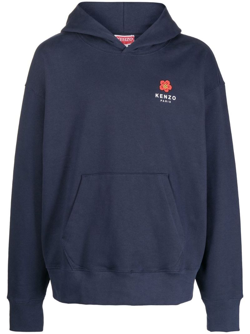 Blue Boke Flower Print Hoodie