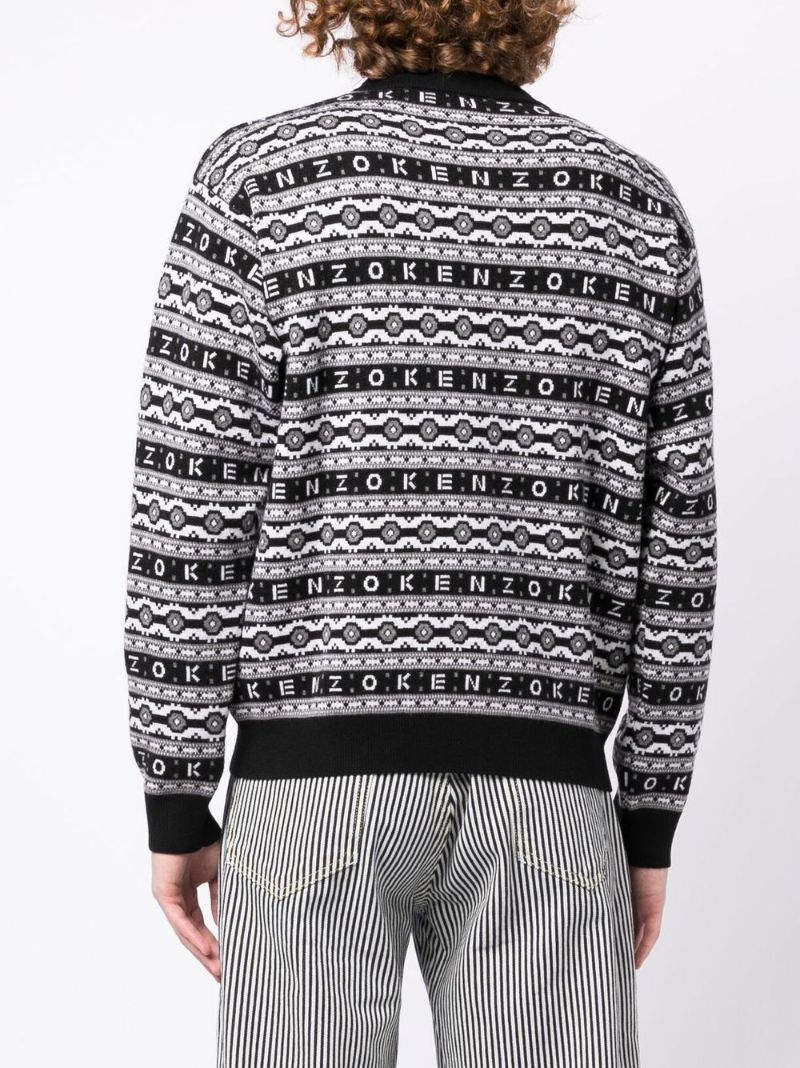 Black Logo Jacquard Wool Sweater