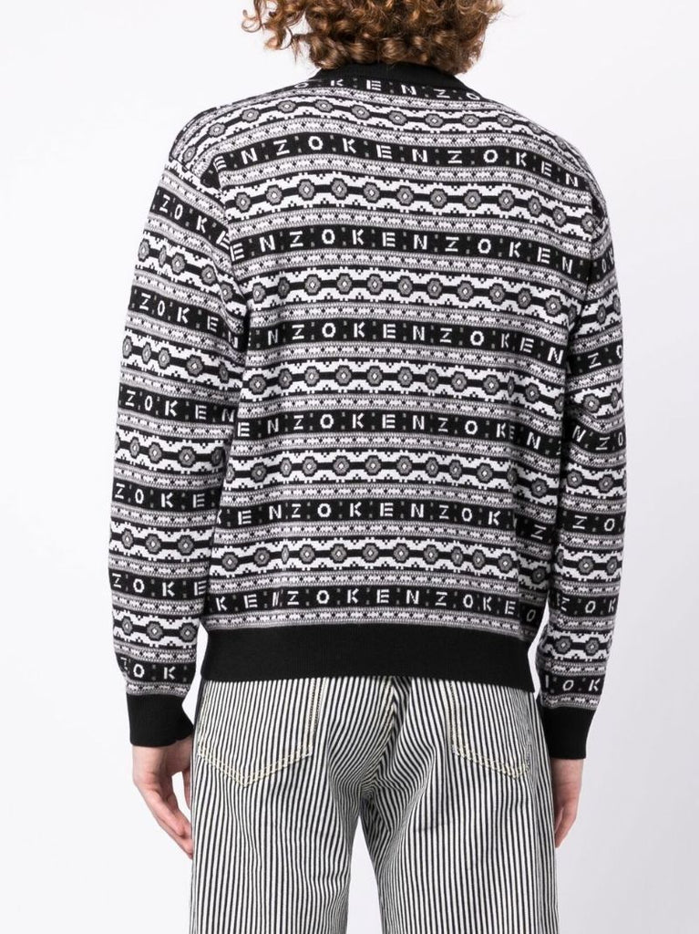 Black Logo Jacquard Wool Sweater