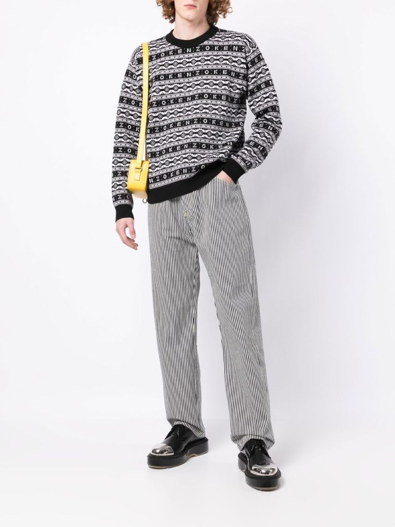 Black Logo Jacquard Wool Sweater